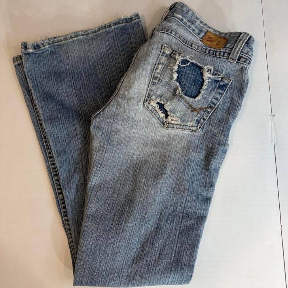 BKE Y2K Flare Jeans Distressed Light Wash Low Rise